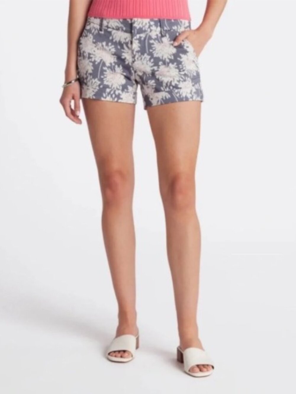 Dear John Finnegan Shorts Women's 29 Blue Floral Printed Chino Cuffed